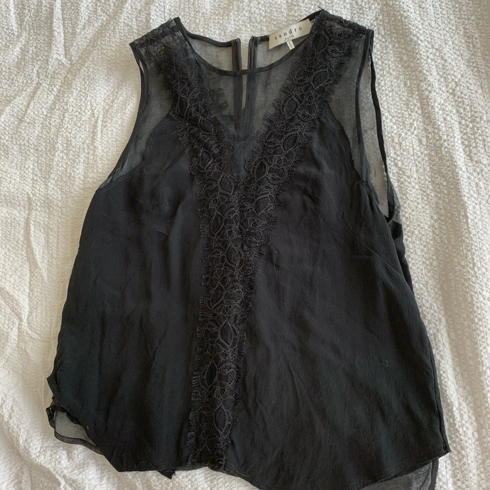 Sandro 100% silk lace top
